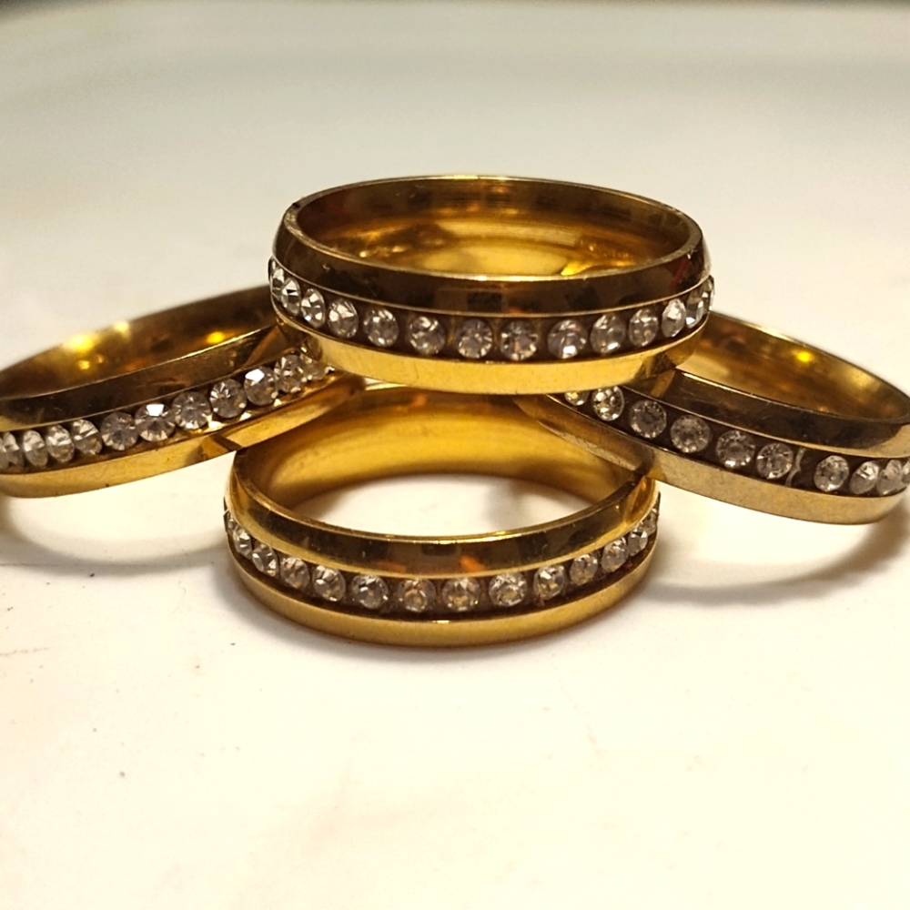 18k Solid Gold & Diamond Men's Custom Size 10 stacking rings stamped
